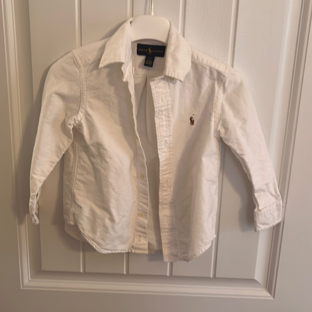 Size 3/3T white polo long sleeved shirt